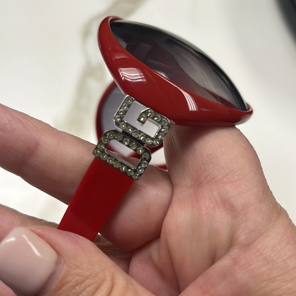 Dolce & Gabbana oversized red sunglasses with crystal DG sides in case - Picture 5 of 11